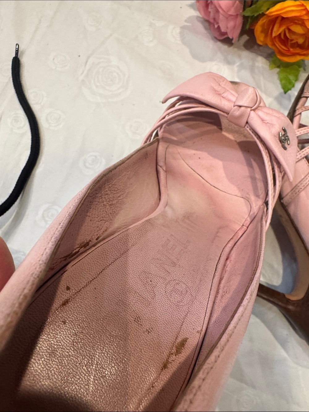 Authentic CHANEL Pink Bow Peep-Toe Heels - Picture 7 of 14